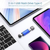 Vista 3 de Vansuny Unidad flash USB tipo C de 32 GB 2 en 1 USB A + cinta C OTG Flash Drive para Android Smartphone Tablet Computadora Portátil (azul)