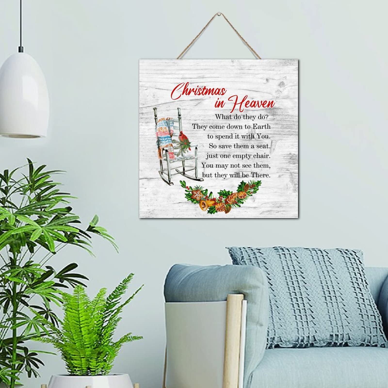 Plaque oiseau cardinal de Noël en bois suspendre pour décoration murale festive maison 30cm