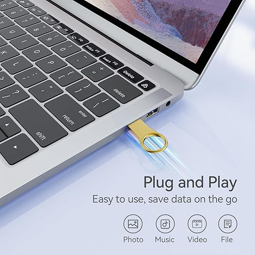Miniatura 3 de RAOYI Paquete de 3 unidades de memoria USB con forma de llave de metal de 32 GB, unidades USB 2.0 para pulgar, unidad de salto (negroplateadodorado,