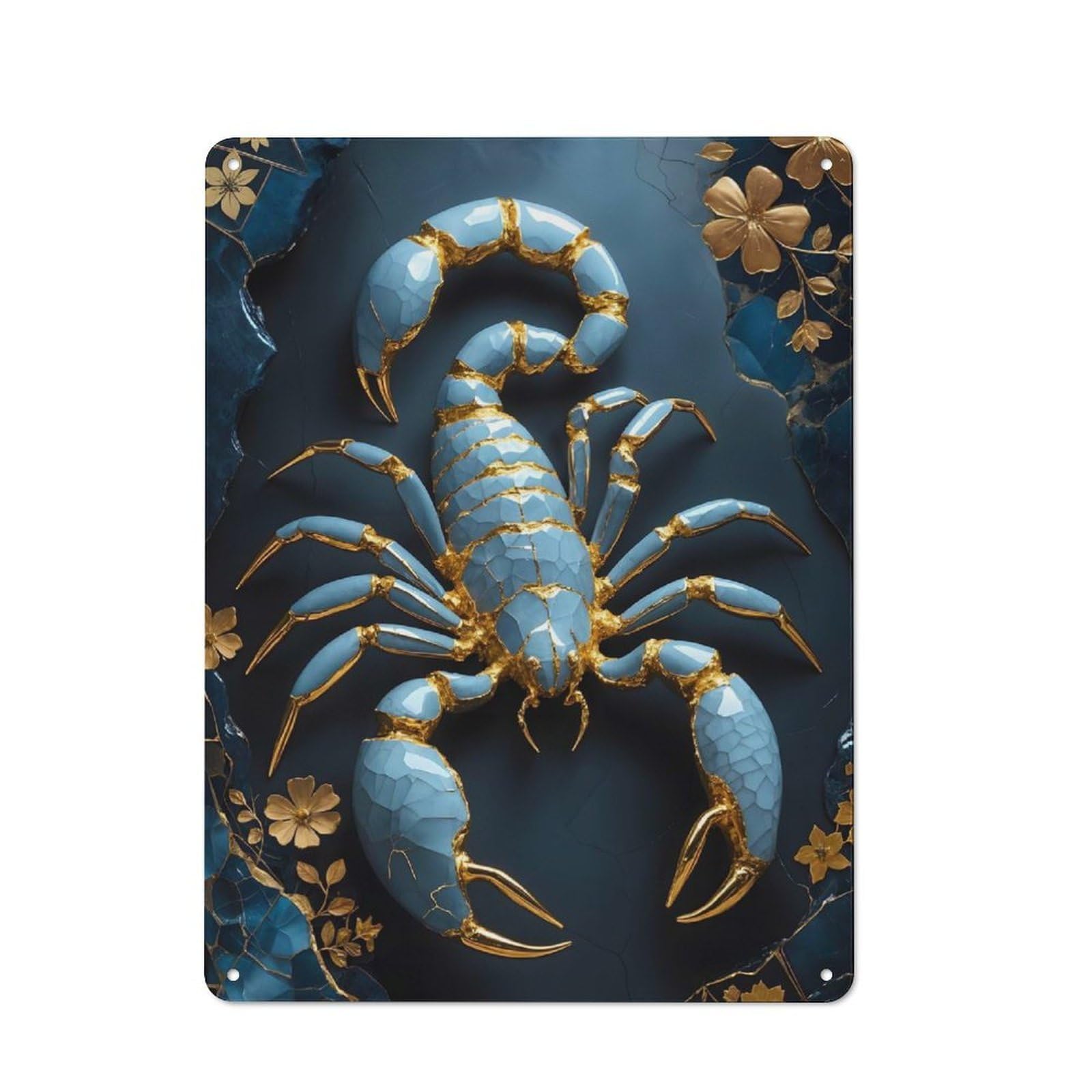 Retro Metal Sign with Scorpion Kintsugi Design 40x30cm, Nostalgic Vintage Wall Decor for Kitchen, Hallway, Bar Or Small Cafe