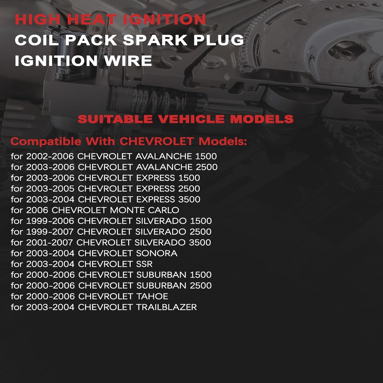 UF271 Ignition Coil Pack Iridium Spark Plugs Wires Set of 8 Fits for 2001-2009 C4500 Silverado Avalanche Express Sierra Savana Yukon XL Escalade Tahoe Yukon 4.8L 5.3L 6.0L OE 12558693, D581