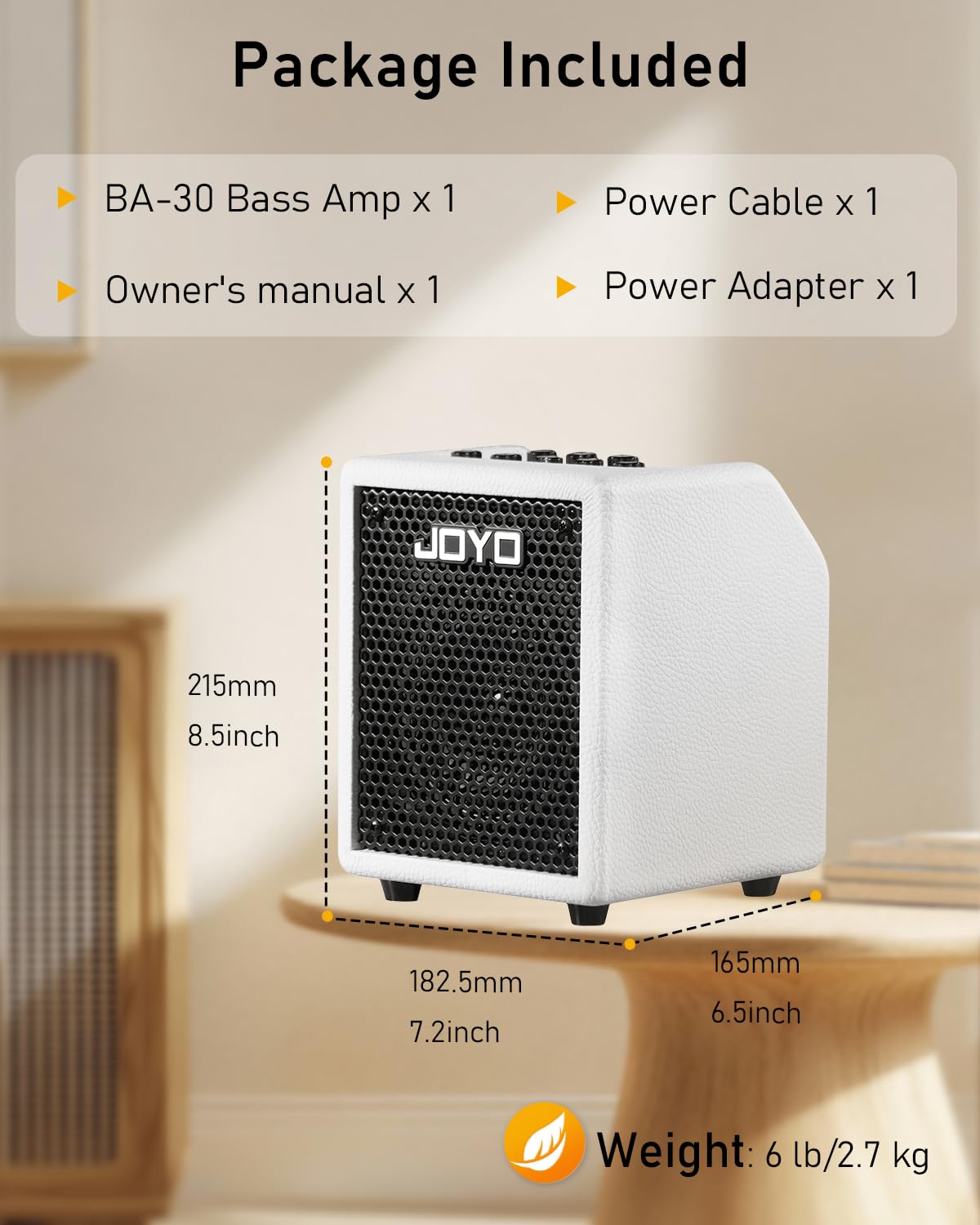 JOYO Amplificatore combinato da 30 W, amplificatore portatile da 4 pollici con EQ a 3 bande e compressore | Bluetooth 5.1 + registrazione diretta OTG | Pratica con cuffie per bassisti, concerti