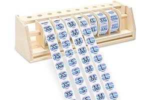 Rainbow Colored Clothing Size Stickers (3,500 Pcs) with Size Labels Holder and Slogan