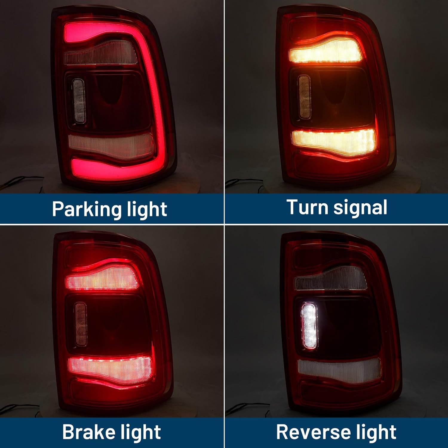 LED Tail Light Assembly For Dodge Ram 2500 3500 2019 2020 2021 2022 2023 Rear Lamp Red Bezel w/o Blind Spot Assembly Right Passenger Side RH Brake Light 68361716AD