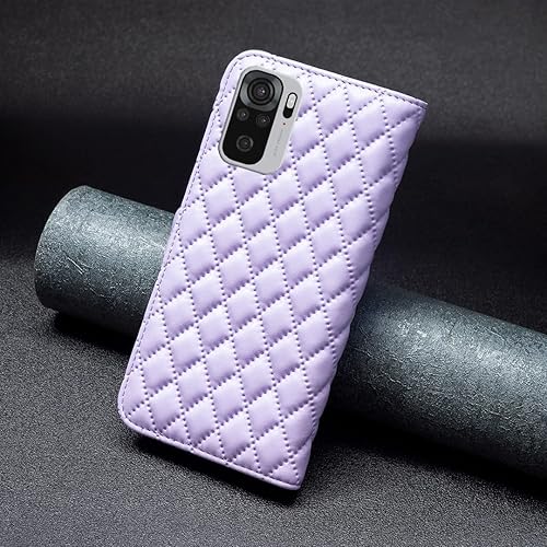 Vista 23 de Case for Xiaomi Redmi Note 10 4G/Note 10S,Rhombus Lambskin Pattern Premium Leather Wallet Kickstand Flip Case Magnetic Clasp Cover Blue