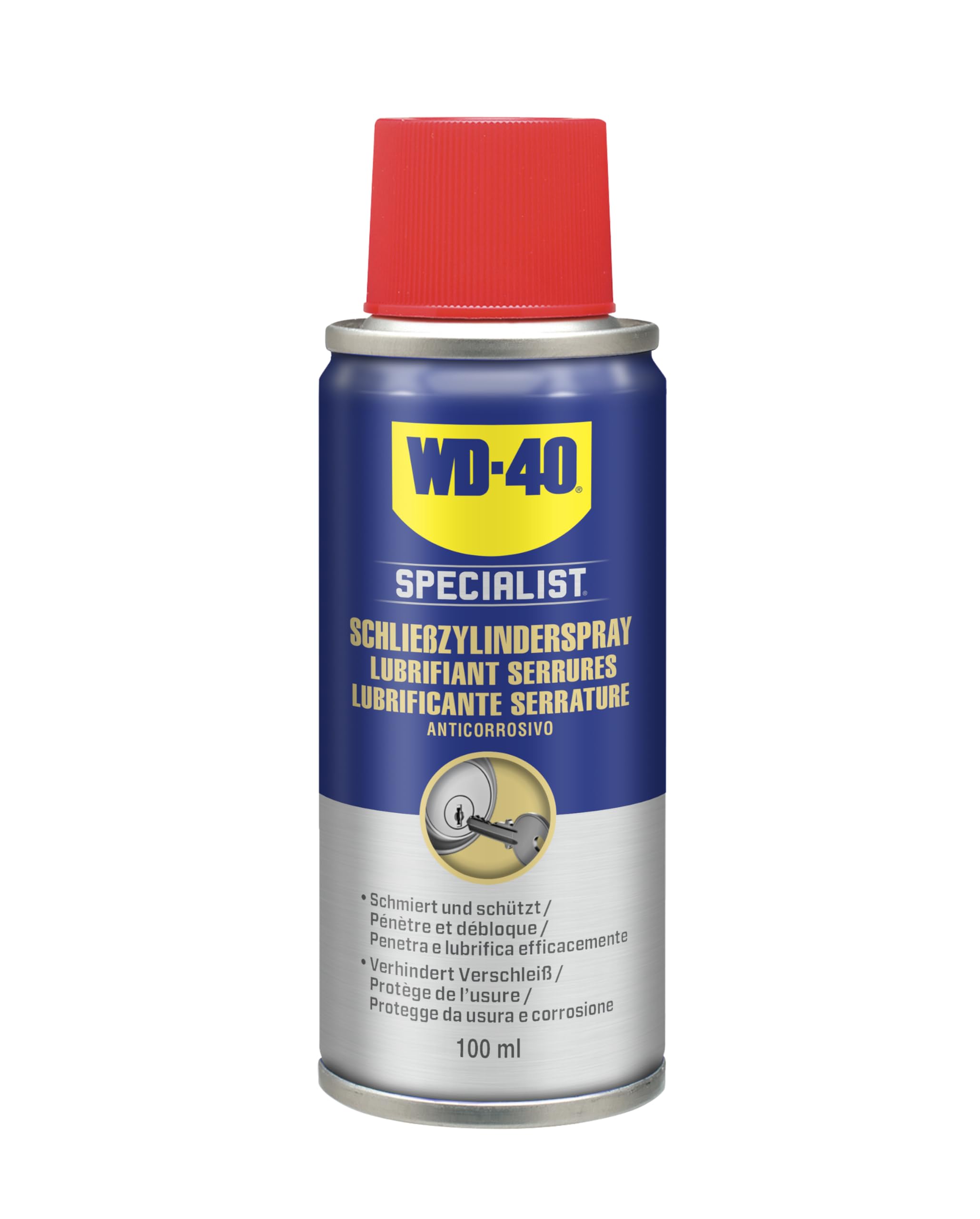 WD-40 Specialist Schließzylinderspray 100 ml – Schmiermittel für Türschlösser und Schließmechanismen, löst festsitzende Zylinder, verdrängt Feuchtigkeit, sorgt für reibungsloses Öffnen ohne Verkleben