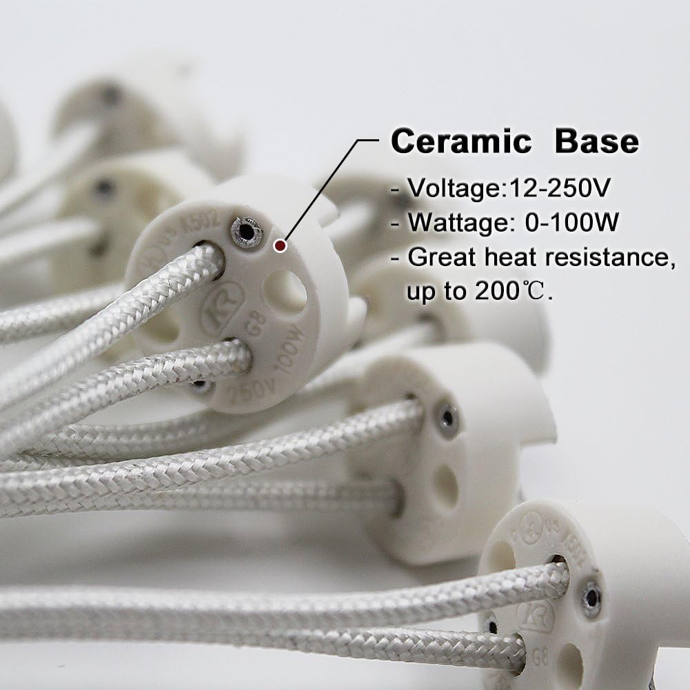 DiCUNO G8 Base Wire Connector Socket, G8 LED Light Bulb Socket Adapter, Ceramic Bulb Holder, 10 Pack