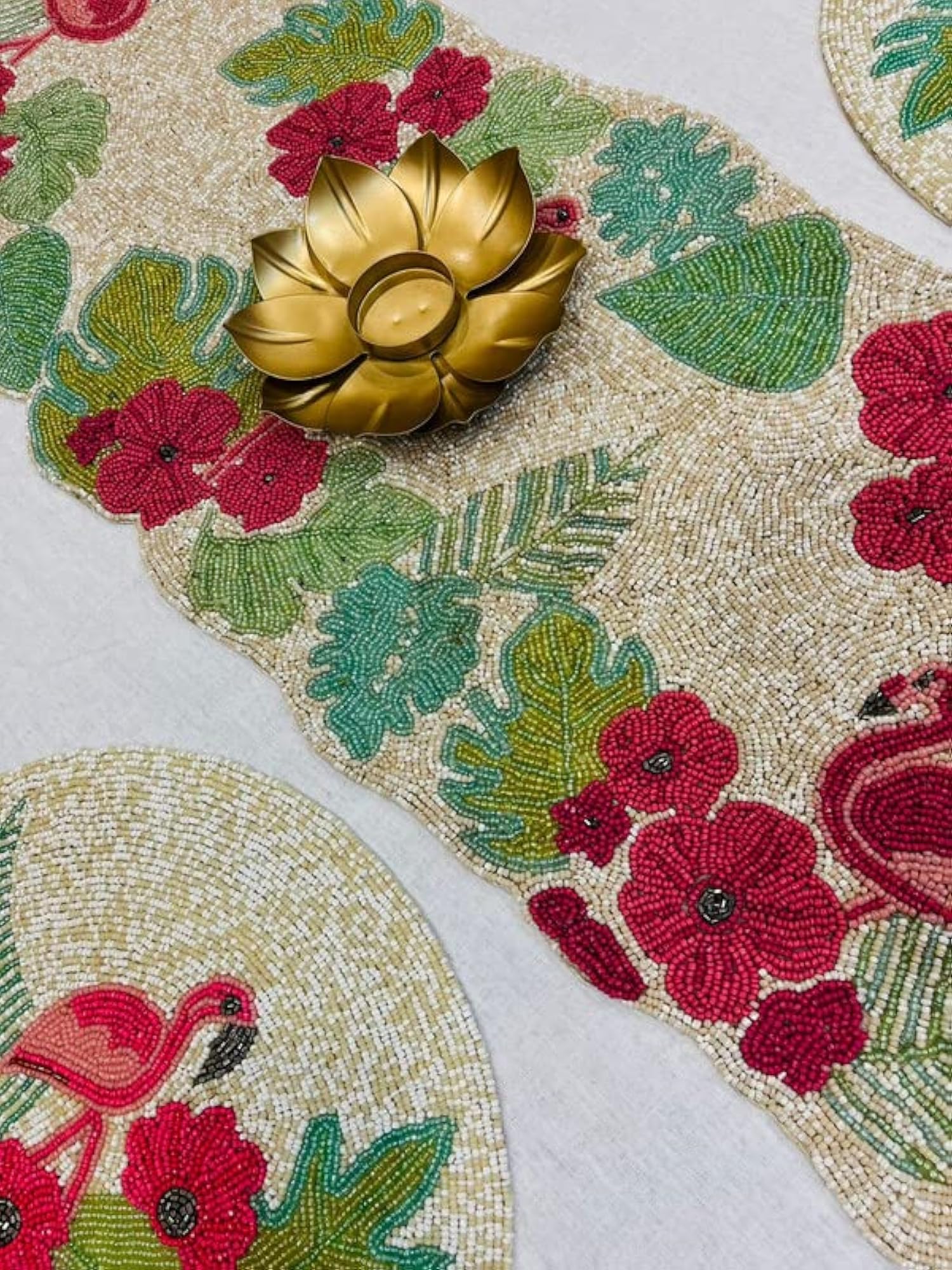 Handmade Beaded Table Runner with Mats Set