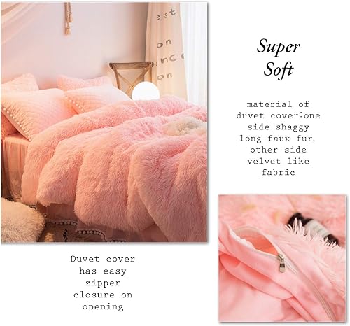 Miniatura 8 de MOOWOO Juego de ropa de cama de lujo ultrasuave de terciopelo cristalino, 3 piezas (1 edredón de piel sintética + 2 fundas de almohada de piel