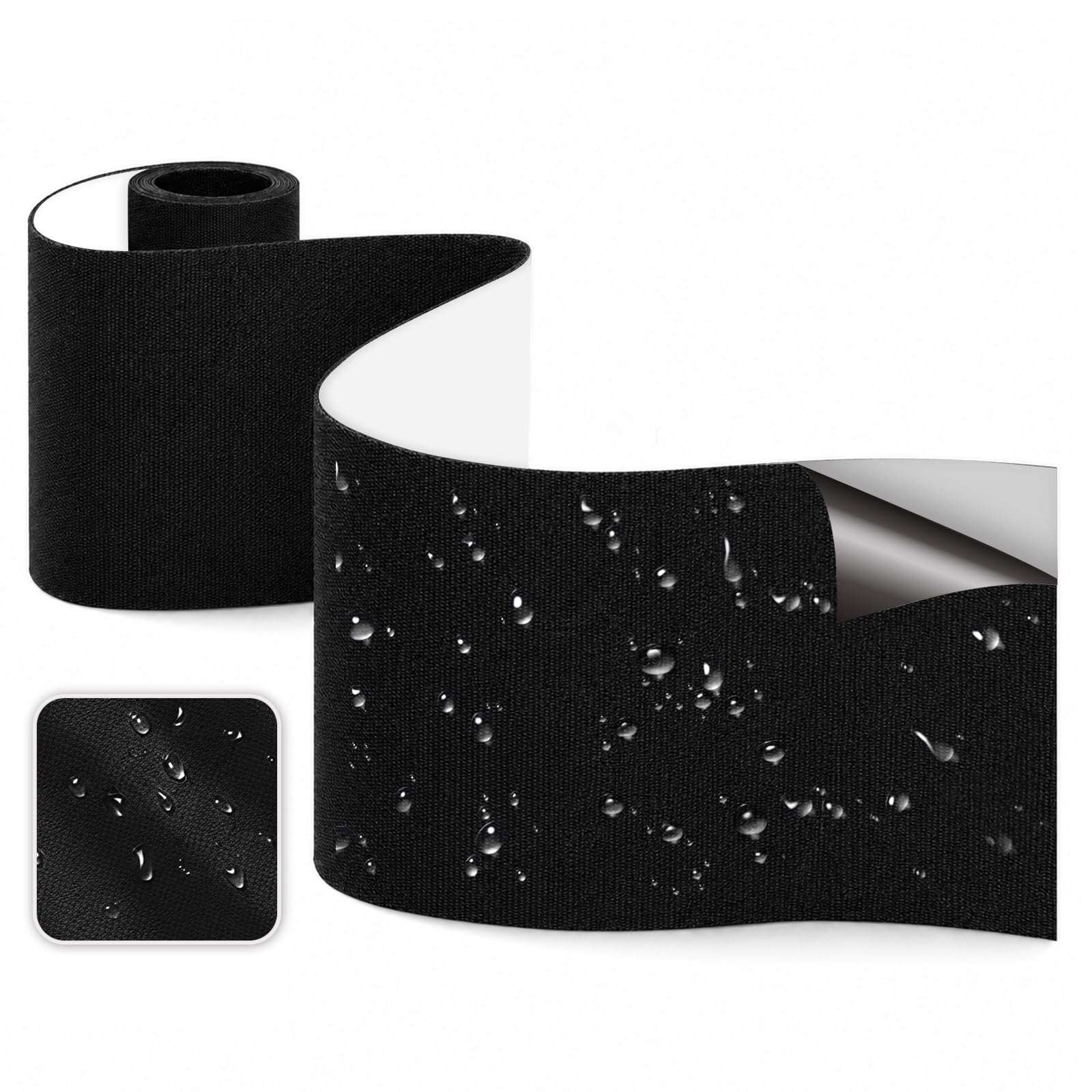 Skystuff Self-Adhesive Canvas Repair Tape, Heavy Duty Waterproof Fabric Repair Patches for Sofa, Chair, Awning, Tent, Clothes, Camping Outdoor Gear, Instant Strong Fix, 10x160cm, Black