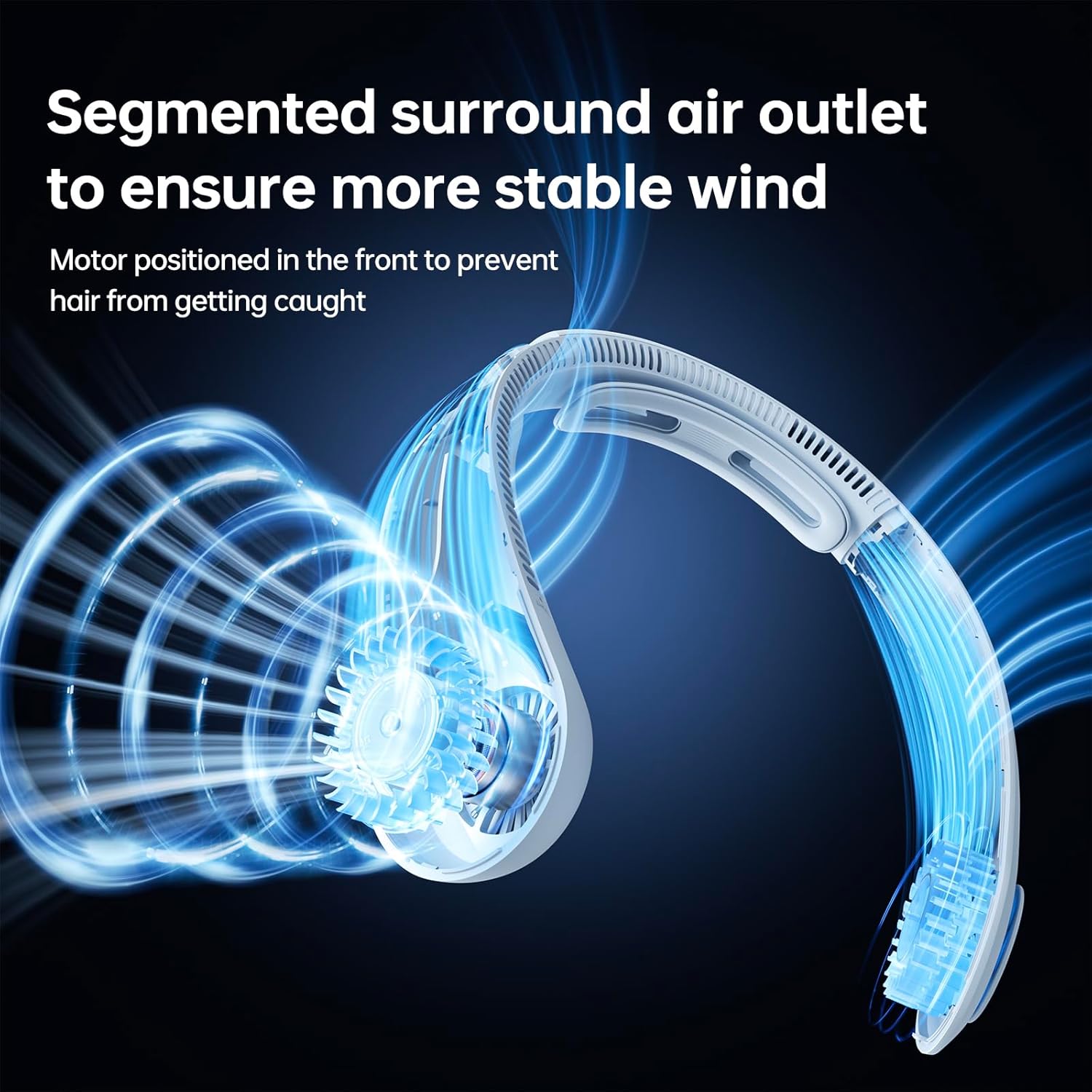 JISULIFE Portable Neck Fan Upgraded, Neckbrace Personal Hands Free, 5 Speed Gears Adjustment, 6000 mAh Wearable Bladeless Quiet Rechargeable for Outdoor Indoor, Gifts for Women Men- Light Blue
