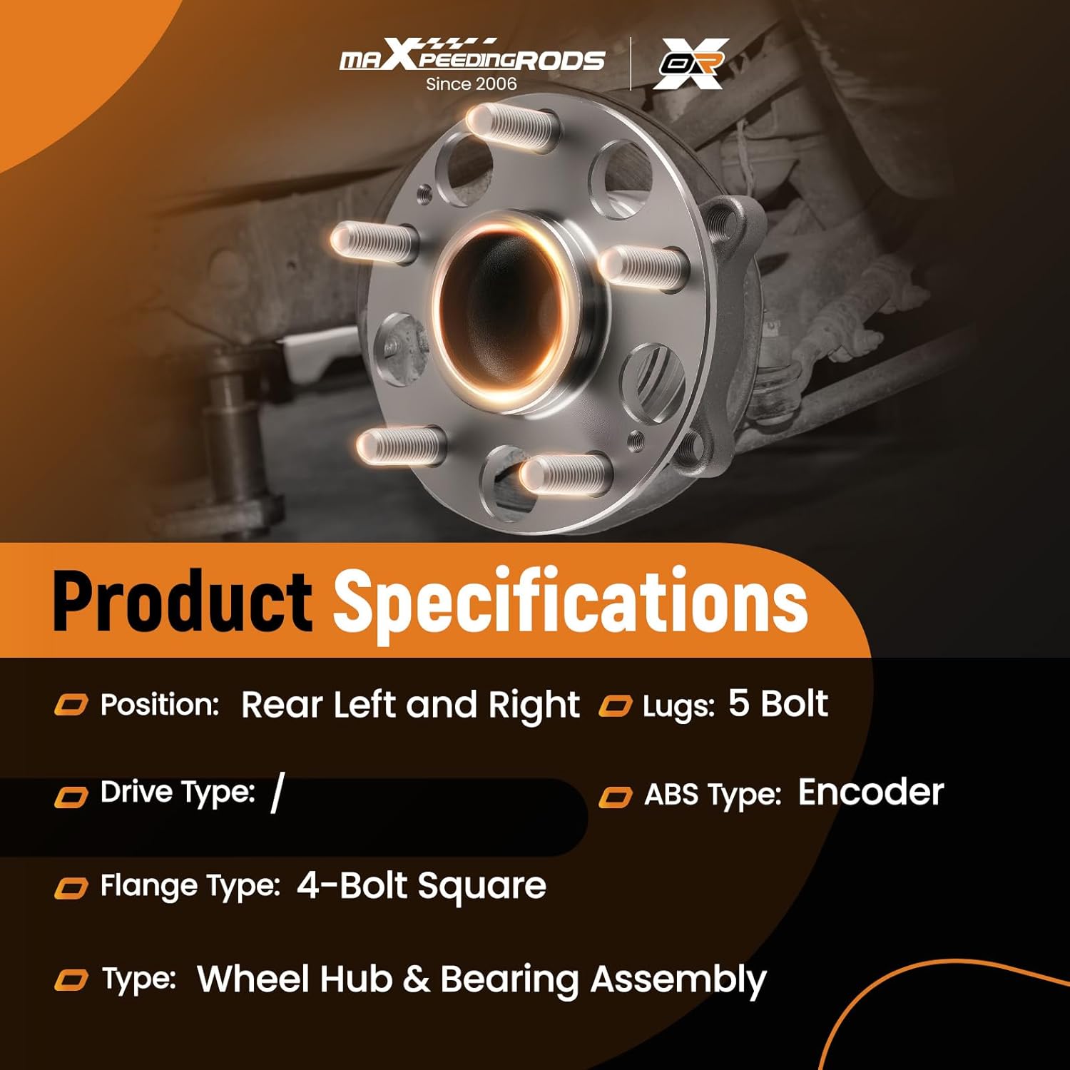maXpeedingrods 2PCS 512353 Rear Wheel Bearing and Hub Assembly for Honda Accord 2008-2012, for Acura TSX 2009-2014, 5 Lug W/ABS, Replace WE60552, BR930485