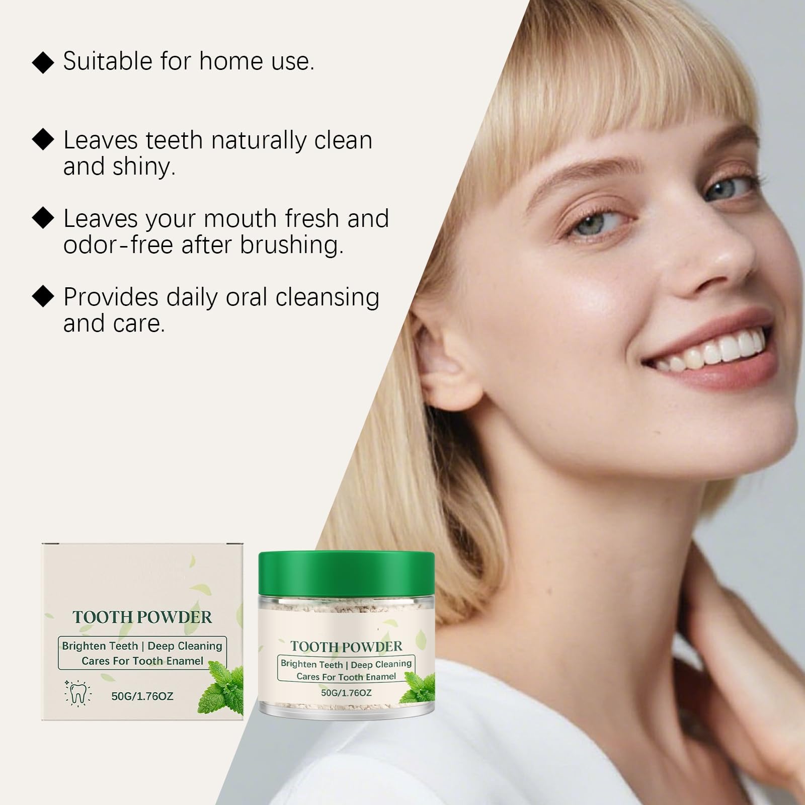 Polvere sbiancante denti, polvere di idrossiapatite denti sensibili, polveri dentali rimineralizzanti uno smalto sicuro, polveri dentifricio rinforzanti smalto,cura orale dentale menta 50g (8pcs)