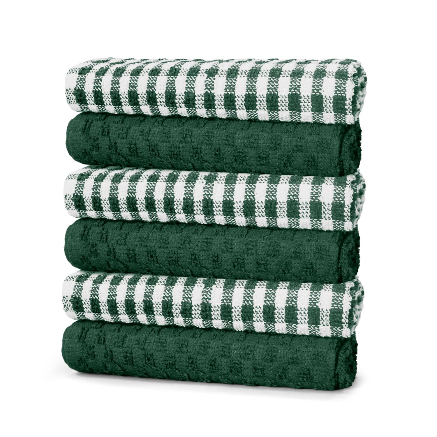 ZZZMRH 100% cotton pack of 6 Green Kitchen towel. Cotton tea towels for Household essential, High absorbent Soft t towels & Dish cloths for washing up and drying dishes โ image 1