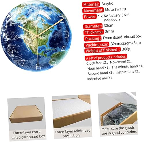 Miniatura 5 de ARTIBETTER 3pcs Giant Wall Clock Decorative Wall Clocks Big Wall Clock Luminous Wall Clock Wall Clock with Night Light Non Fancy Clock Digital