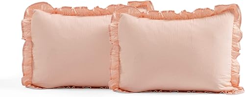 Miniatura 7 de Lush Décor - Juego de Cubrecama con falda de volantes para cama sencilla, estilo Shabby Chic, juego de 2 piezas, Poliéster, Blush, King