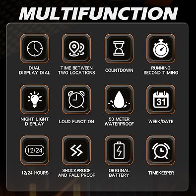 Mens Watches Unique Watches for Men Digital Waterproof Watch Sports Alarm Stopwatch Tonneau Design Punk Analog Wrist Watch Calendar Dual Time Display Silicone Band