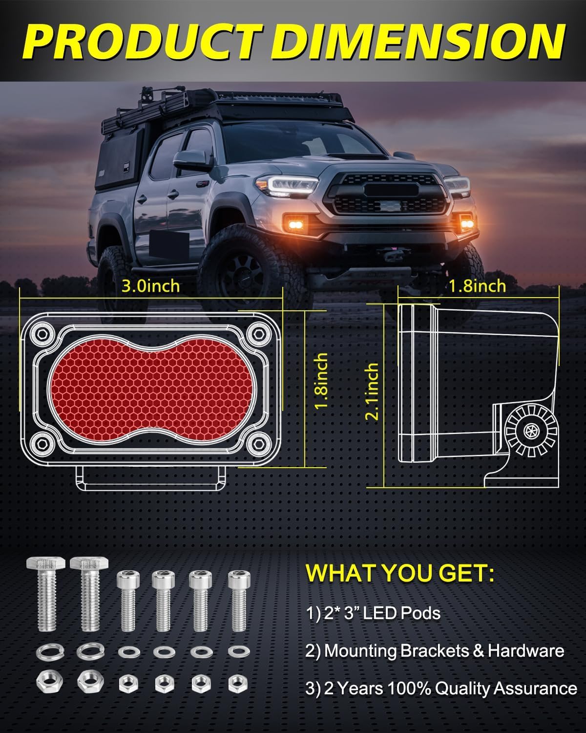Red LED Pods, AKD Part 3" 40W Diffused CREE LED Pod Lights Red Chase Light Bars Fishing Hunting Emergency Safety Signal Trailer Lights for Truck Pickup Tractor Van Boat UTV