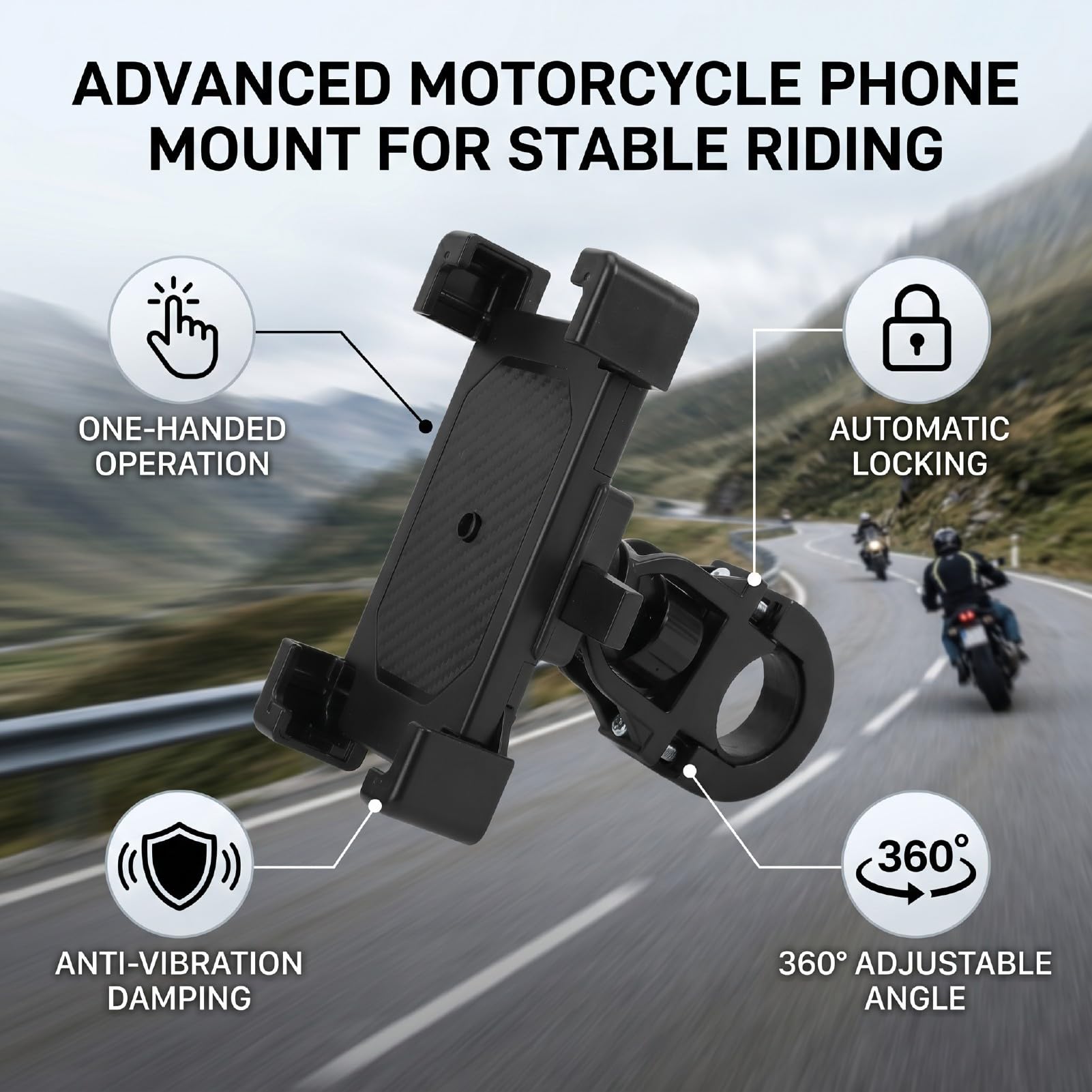Shkalacar Supporto per Telefono per Moto Automatico (Tipo di manubrio,