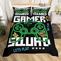 Vista 16 de Erosebridal - Conjunto de ropa de cama tamaño individual, de 2 piezas, 1 funda para edredón decorativa negra con estampado moderno de control