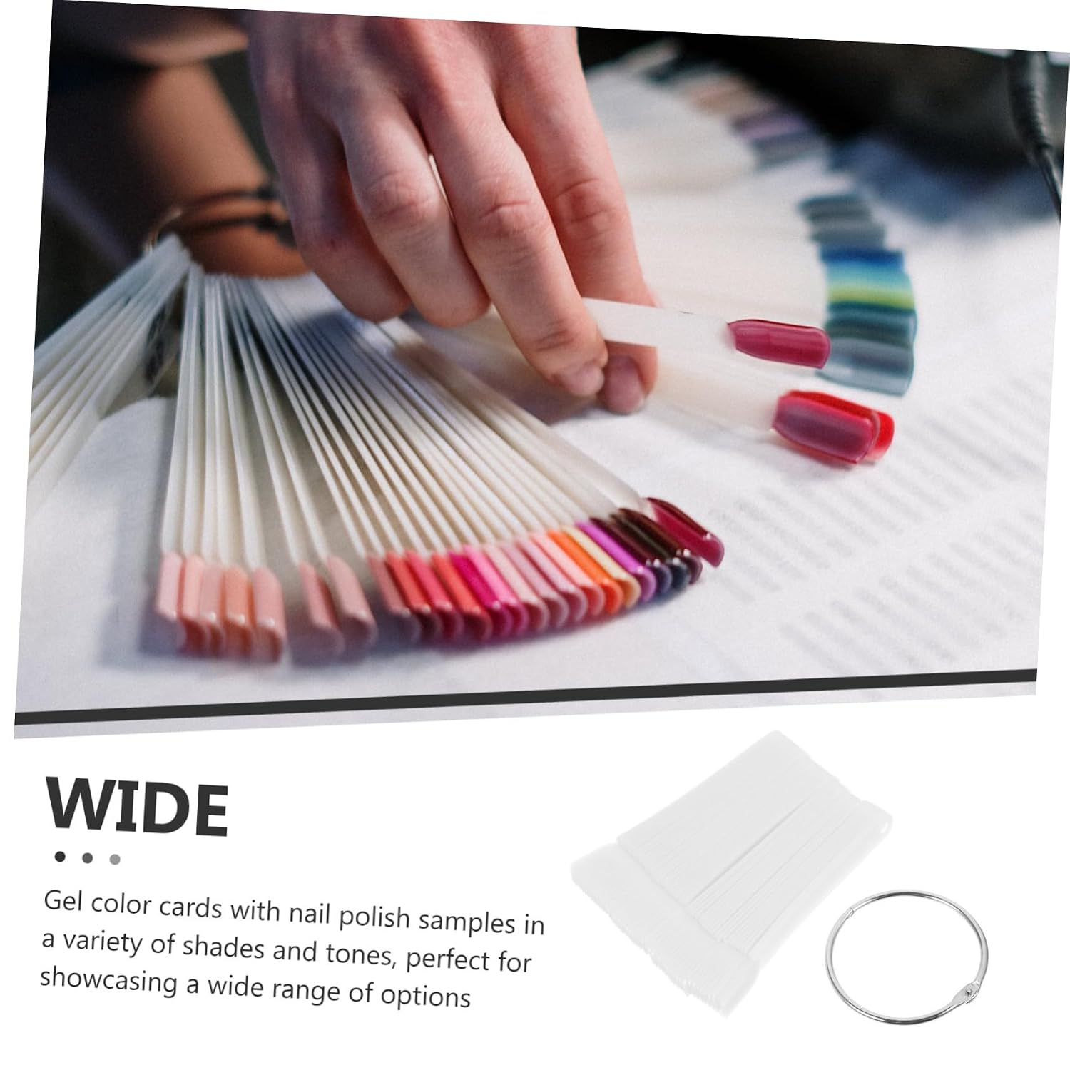 Didiseaon 6 Sets of 300pcs Nail Sample Sticks for Color Display 10cm Practice Nail Tips for Home Salon Natural Color Nail Polish Display Tools