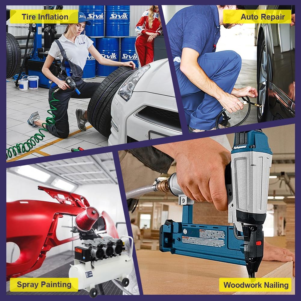 Portable Air Compressor 17 Gallon, Ultra Quiet Oil-Free Electric Air Compressor, 115 PSI Max, 13 CFM, Fast Recovery for Tire Inflation, Air Tools, Garage & Auto Repair