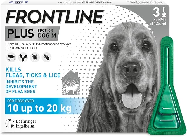 FRONTLINE Plus Flea & Tick Treatment for Medium Dogs (10-20 kg) - 3 Pipettes