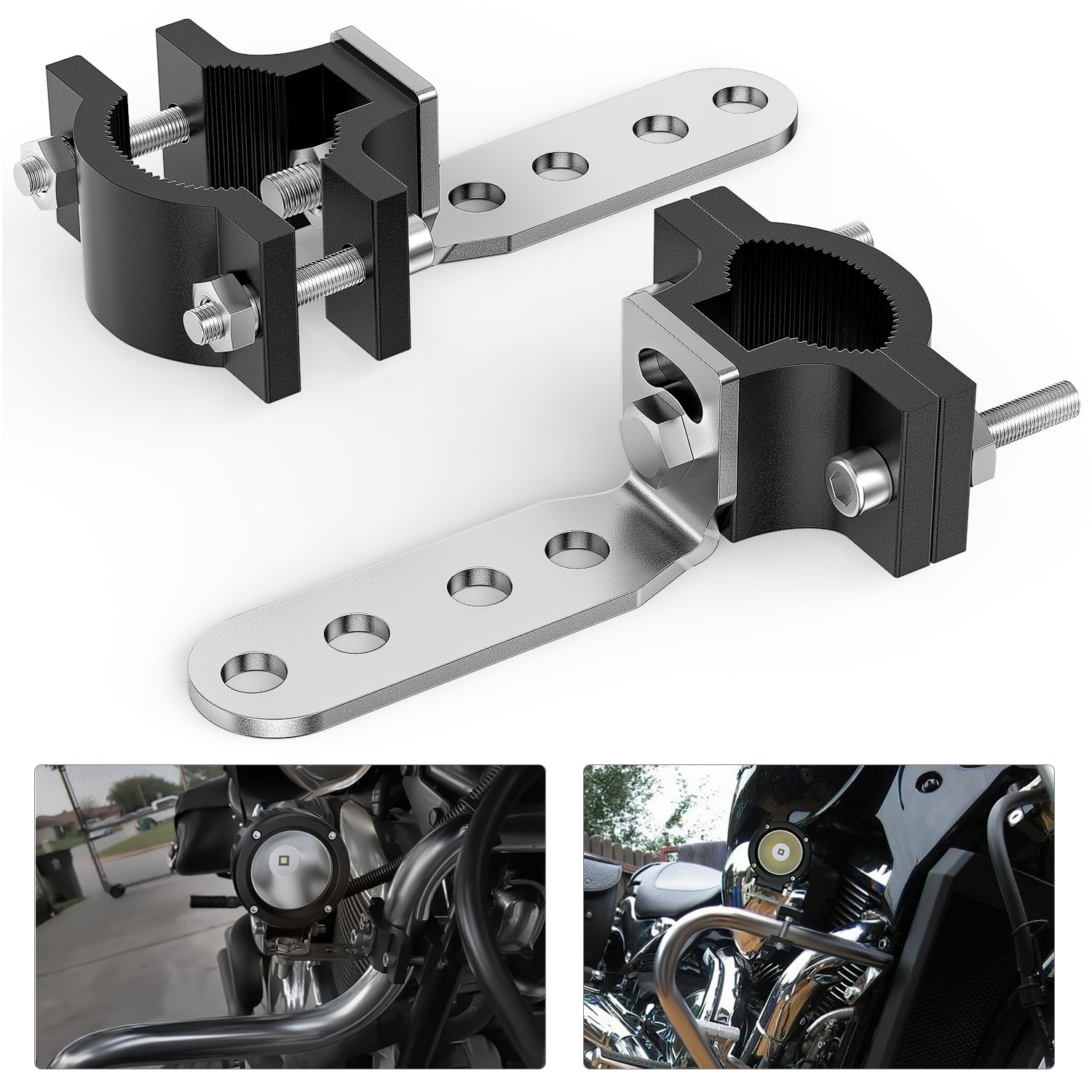 Nilight Motorcycle Light Clamp Brackets fit from 0.7 to 1.2 Inch Round Tube