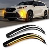 BINQIGOO Switchback LED Front Bumper Fog Light Daytime Running Lamp Dynamic Sequential Turn Signal White/Amber For Toyota Highlander 4TH 2021 2022 2023 XSE