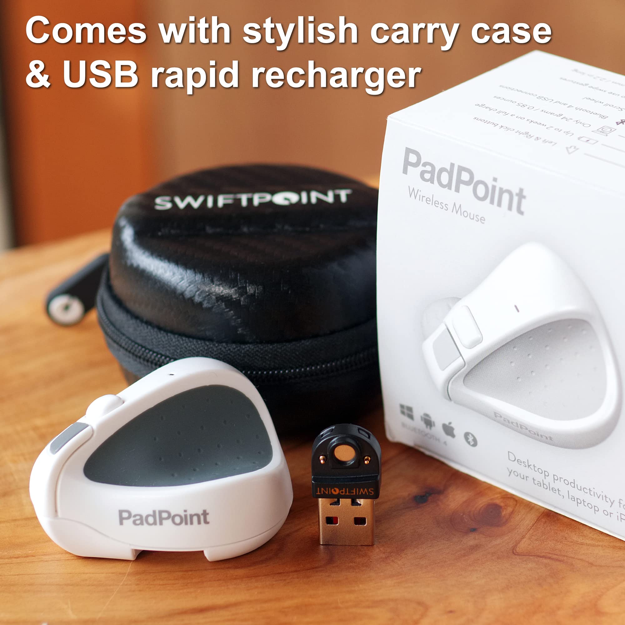 Swiftpoint SM630 SM603-E PadPoint Bluetooth Ergonomische Maus Optisch Maustasten Weiß, Weiß/Grau