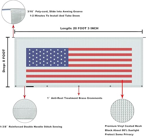 Miniatura 172 de Tentproinc Pantalla parasol para toldo, 8 pies x 13 pies 3 pulgadas (apta para toldo de 14 pies), protector solar de malla para autocaravana, cámper