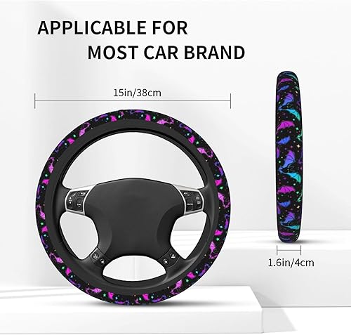 Miniatura 4 de Funda para volante para mujeres y hombres, estampado de huellas de perro blanco, protector de volante de neopreno negro, ajuste universal para la