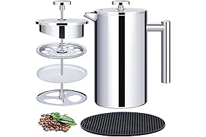 French Press Coffee Maker with Double Wall 304 Stainless Steel for Rich-Flavored Coffee