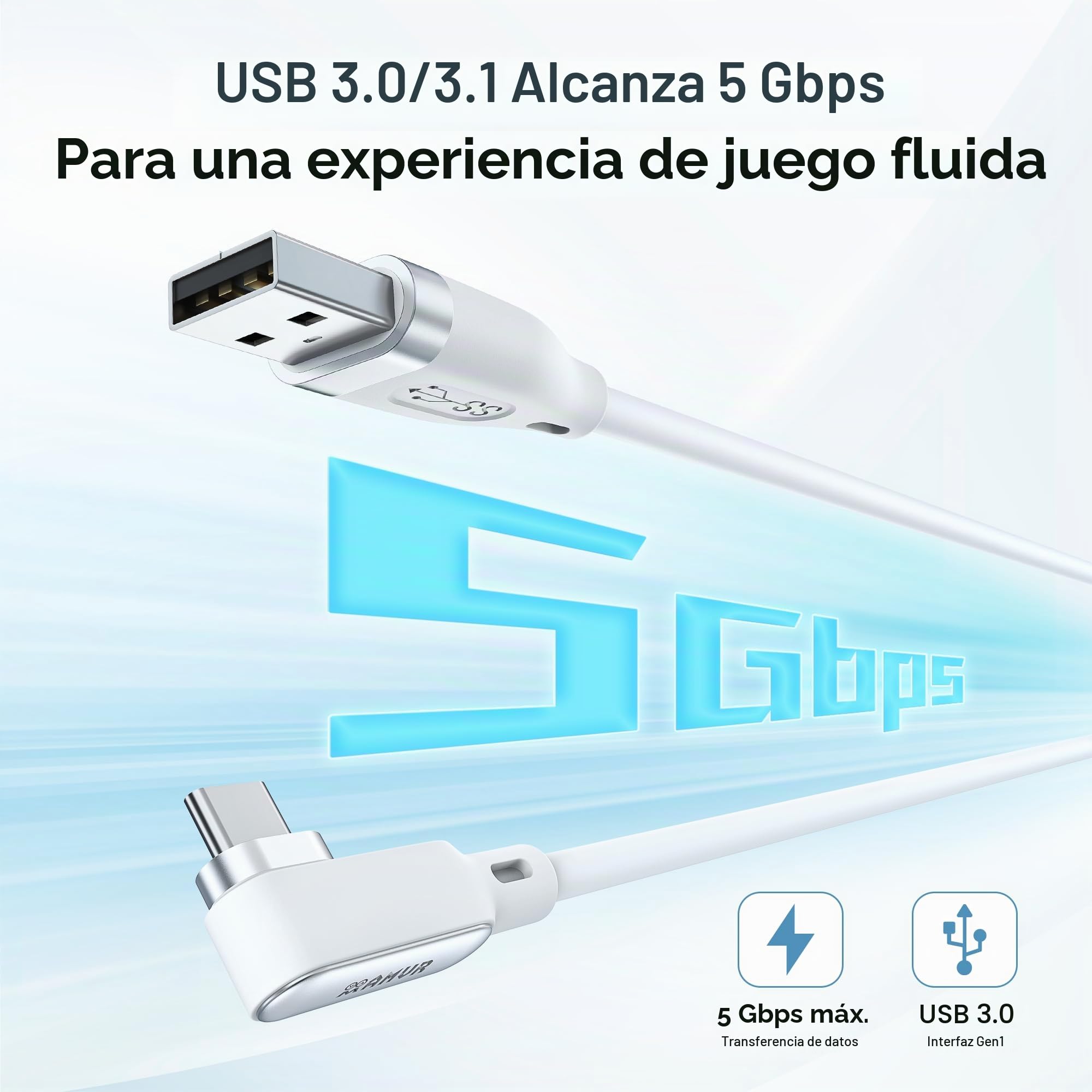 AMVR 16FT (5 m) Cable de conexión de carga Accesorios compatibles con Meta Quest 3/3S Línea de datos con puerto de carga rápida independiente, velocidad de transferencia máxima de 5 Gbps a PC/Steam