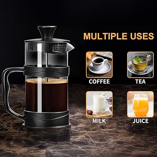 Miniatura 7 de PARACITY Cafetera de prensa francesa de 34 onzas, prensa de café con pantalla de 3 filtros, prensa francesa de vidrio de borosilicato resistente al