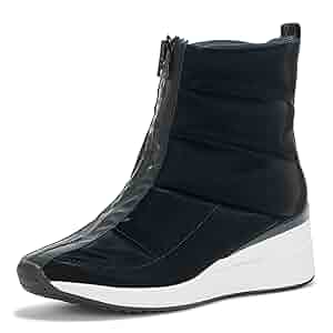 Amazon.com | DKNY Women's Parla Zip Up Wedge Sneaker, Black