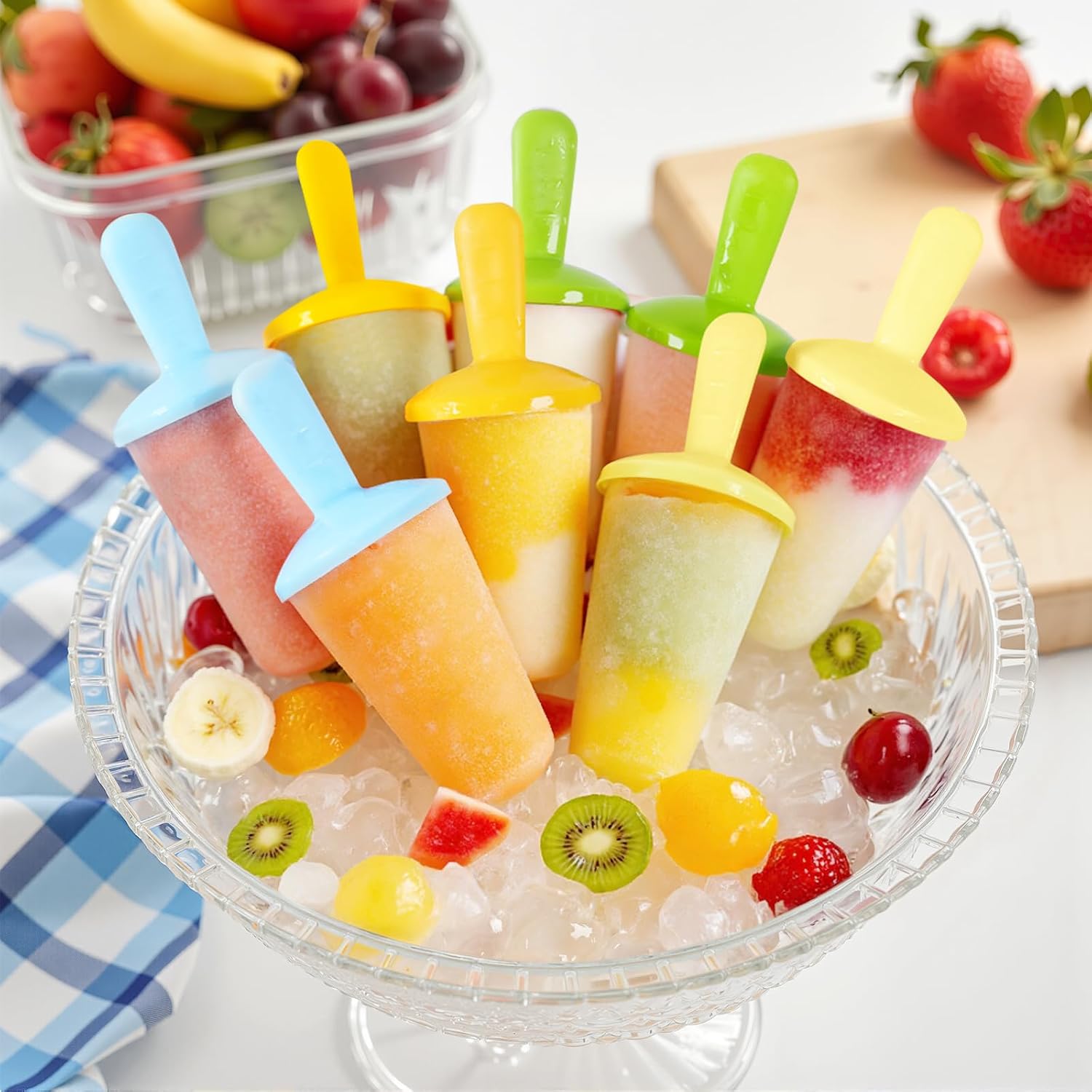 Reusable Popsicle Sticks（8pcs） – Compatible with Miaowoof 6/8-Cavity Silicone Popsicle Molds, BPA-Free Food Grade Plastic Ice Pop Sticks