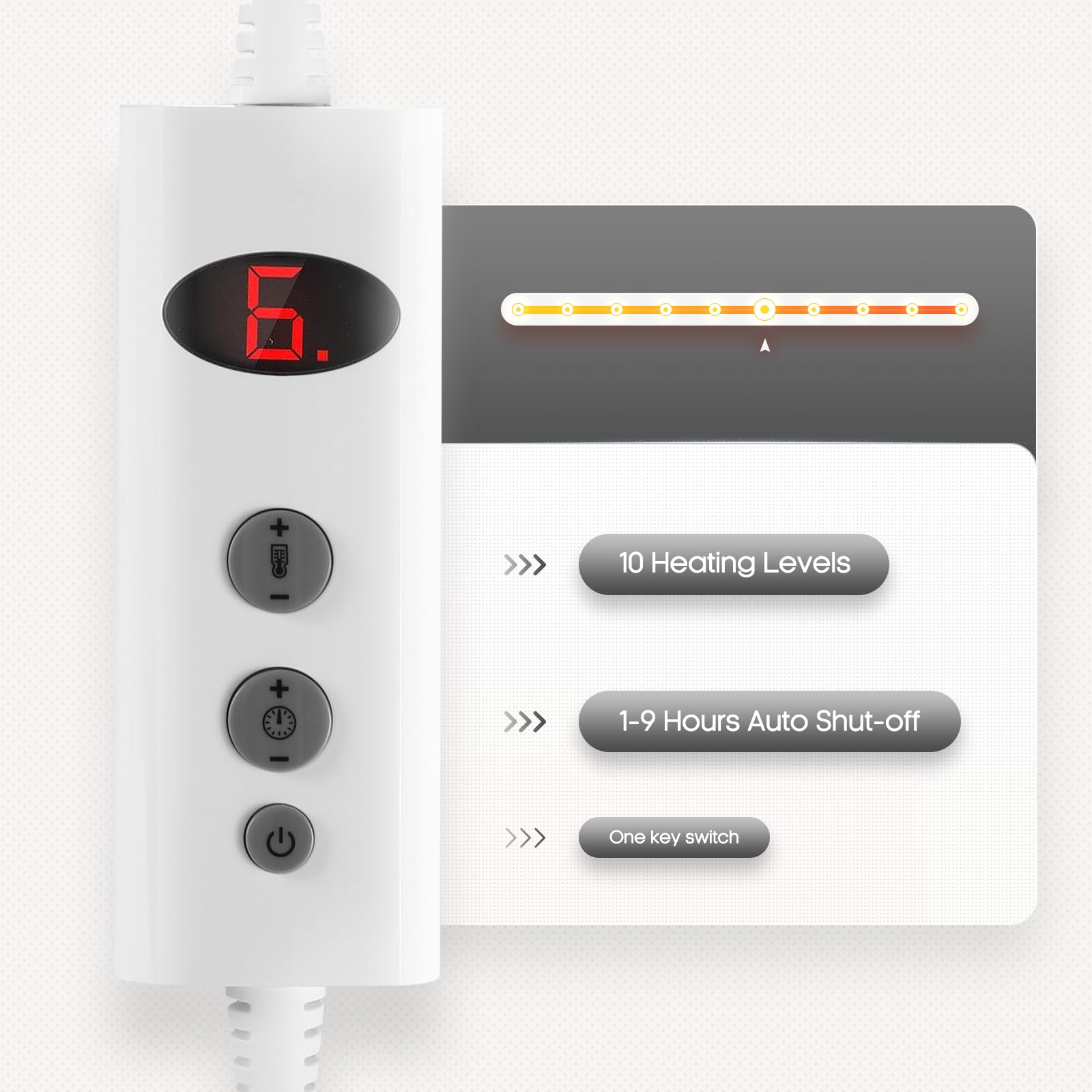 Wärmeunterbett 150 X 80 cm, Elektrisches Bettwärmer mit 10 Temperaturstufen und 1-9 Stunden Abschaltautomatik, Einfache Fixierung auf Bett und Matratze, Maschinenwaschbar (Hellgrau)