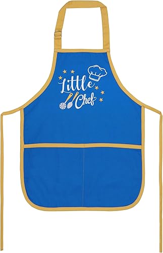 PurpleEssences Delantal para niños con correa ajustable para el cuello y bolsillo frontal, delantal de chef para hornear y manualidades, 15 x 18
