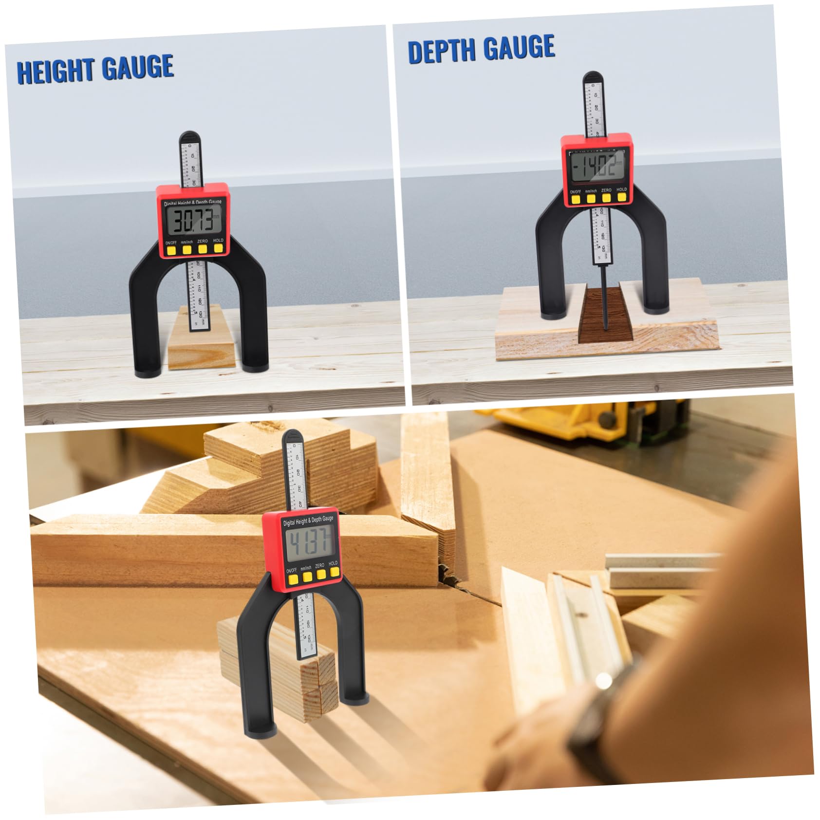 2pezzi Digital Height Gauge Con Display Digitale e Base Magnetica Strumento Di Misura Per Lavori Di Falegnameria Alta Precisione e Facile Lettura