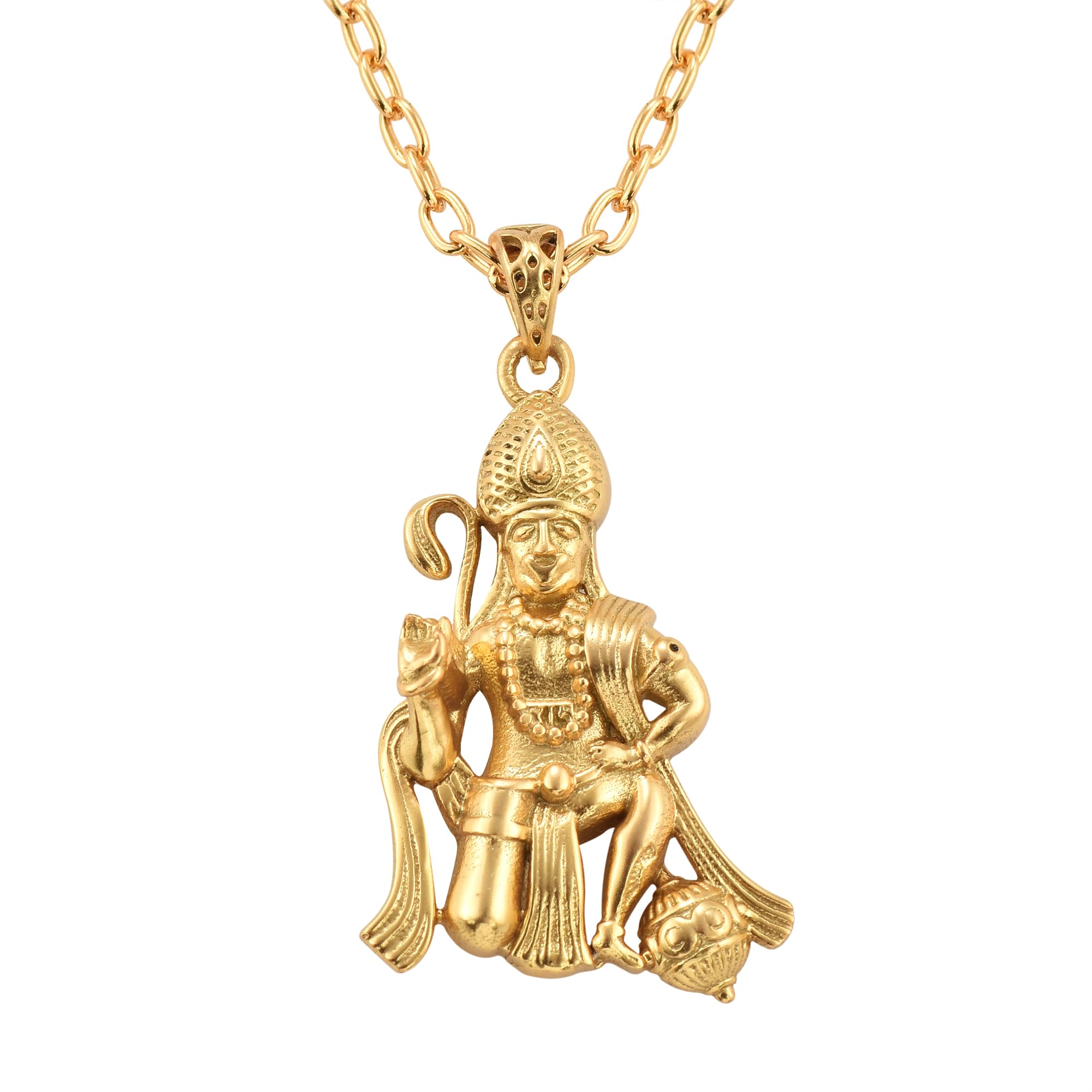 Lord Religious Shri Baba Khatu Shyam/Mart Shri Hanuman JI/Jai Shree Shyam Gold Vermeil Pendant/Locket With Chain-image-16