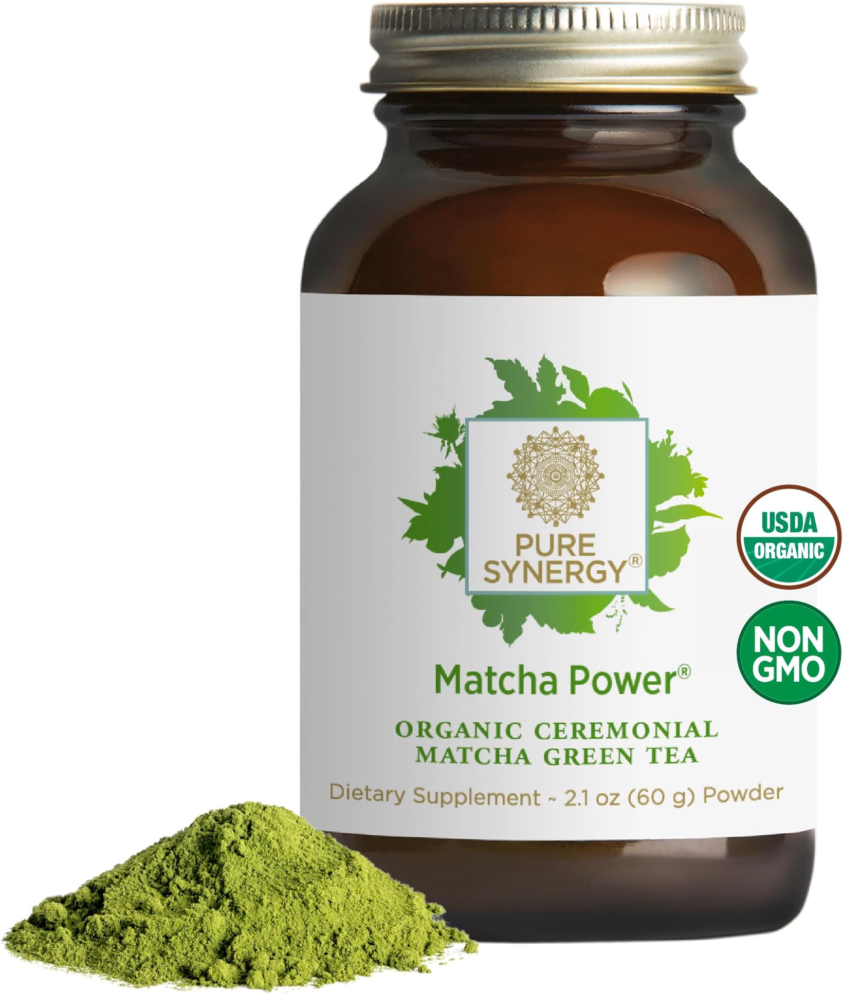 PURE SYNERGY Matcha Power | Organic Matcha Powder | Ceremonial Grade Japanese Green Tea Powder | For Enhanced Energy & Alertness (2.1 oz)