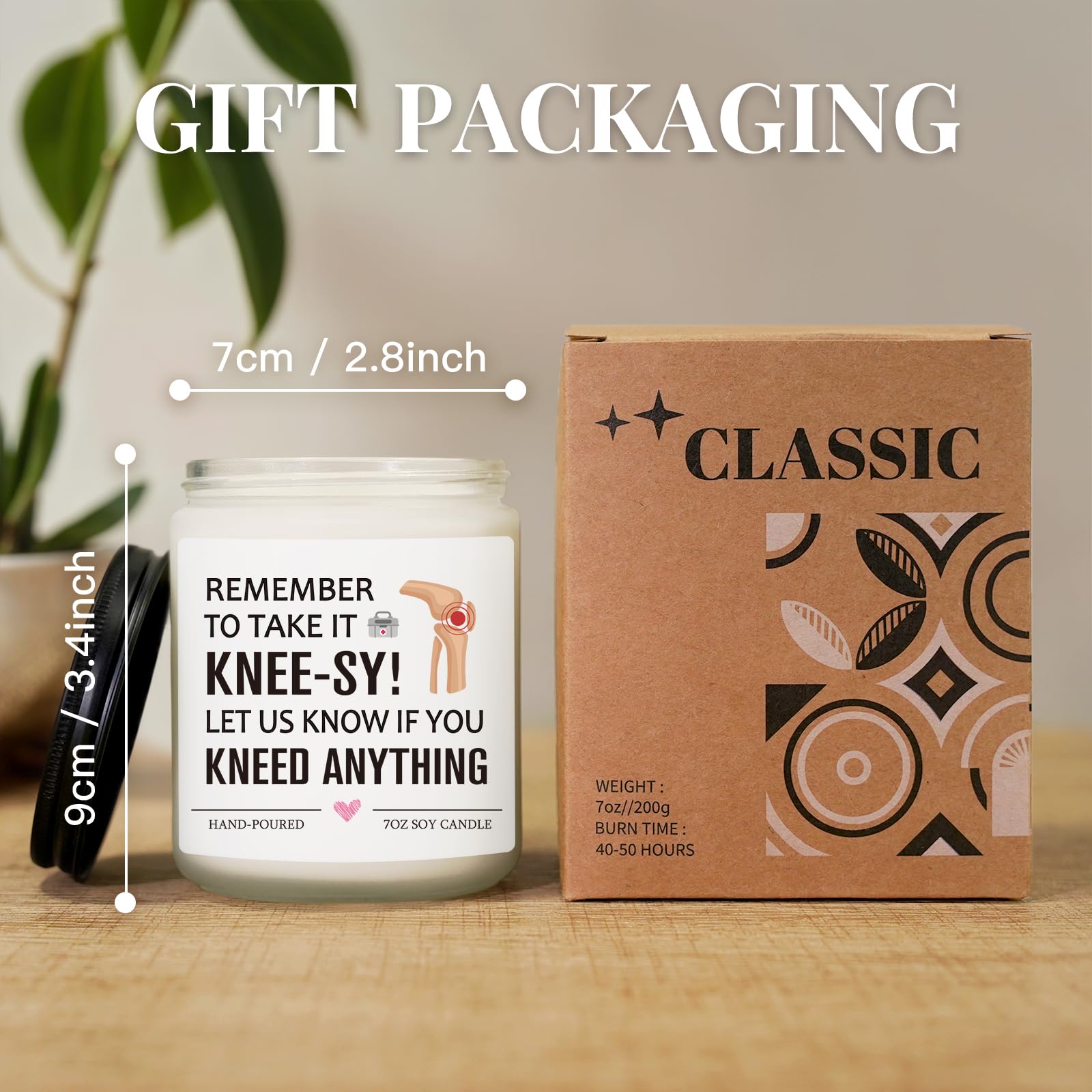 Post Knee Surgery Recovery Gifts, Knee Replacement Gifts, Knee-sy Gift, Comfort Get Well Soon Gift for Men Women Patients，Funny Lavender Scented Candle
