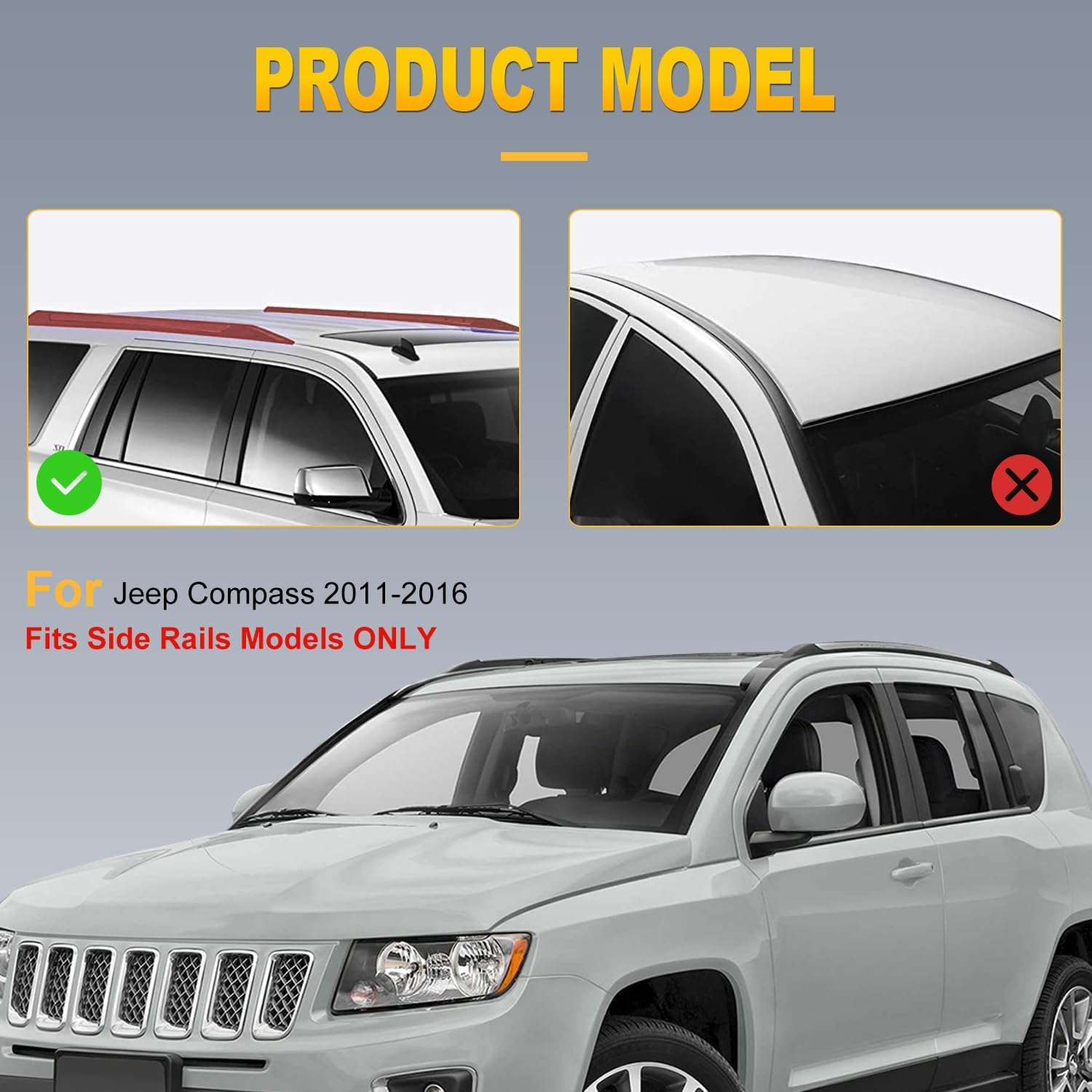 OCPTY Roof Rack Cross Bars for Jeep Compass 2011-2016 Luggage Racks Rooftop Cargo Carrier Bag Luggage Kayak Canoe Bike Snowboard Skiboard