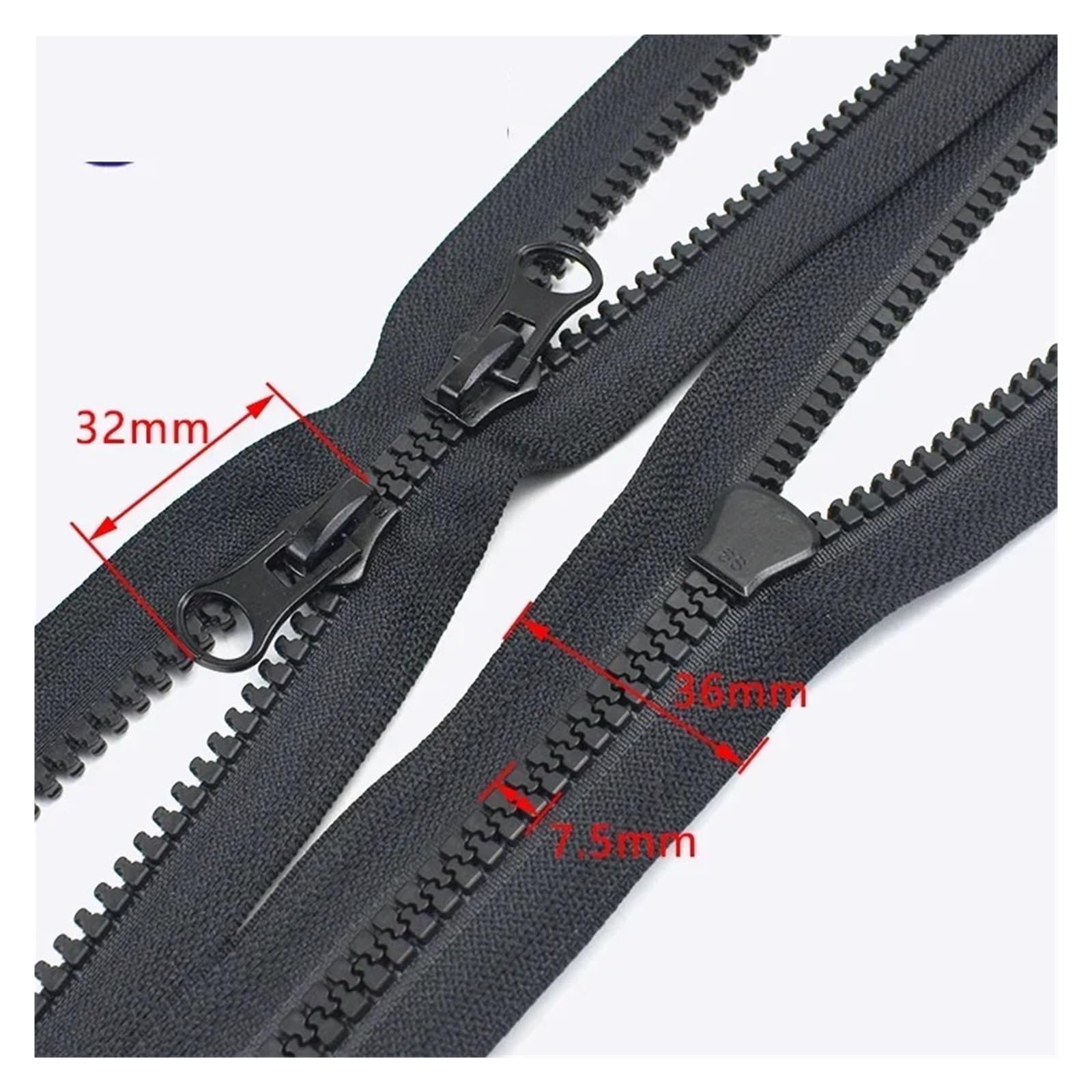 70-200 cm 8# Cremalleras de resina abierta larga para chaquetas, abrigos, bolsas, kit de reparación de cremallera, accesorios de costura a medida (negro, 70 cm)