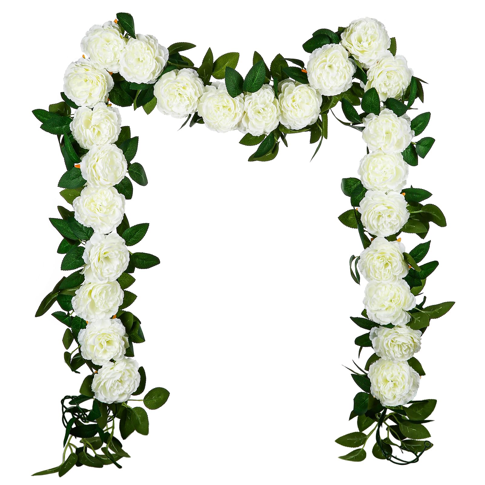 Tuocal White 3Pcs/19.6Ft Peony Garlands Flower Artificial Peony Vine Hanging Peony Garlands For Outdoor Indoor Home Garden Wedding Arch Wall Decoration,