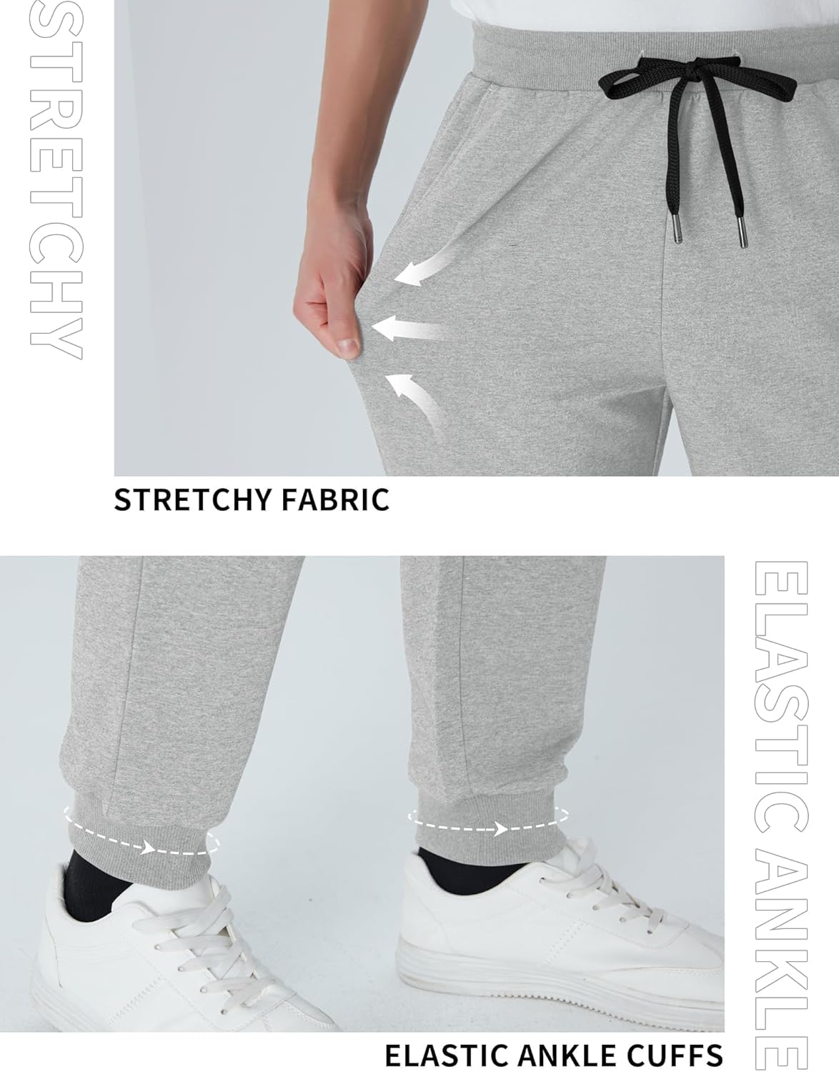 Idtswch 32/34/36/38/40 Long Inseam Men's Tall Sweatpants Joggers Regular Fit Workout Pants for Tall Men - Image 4