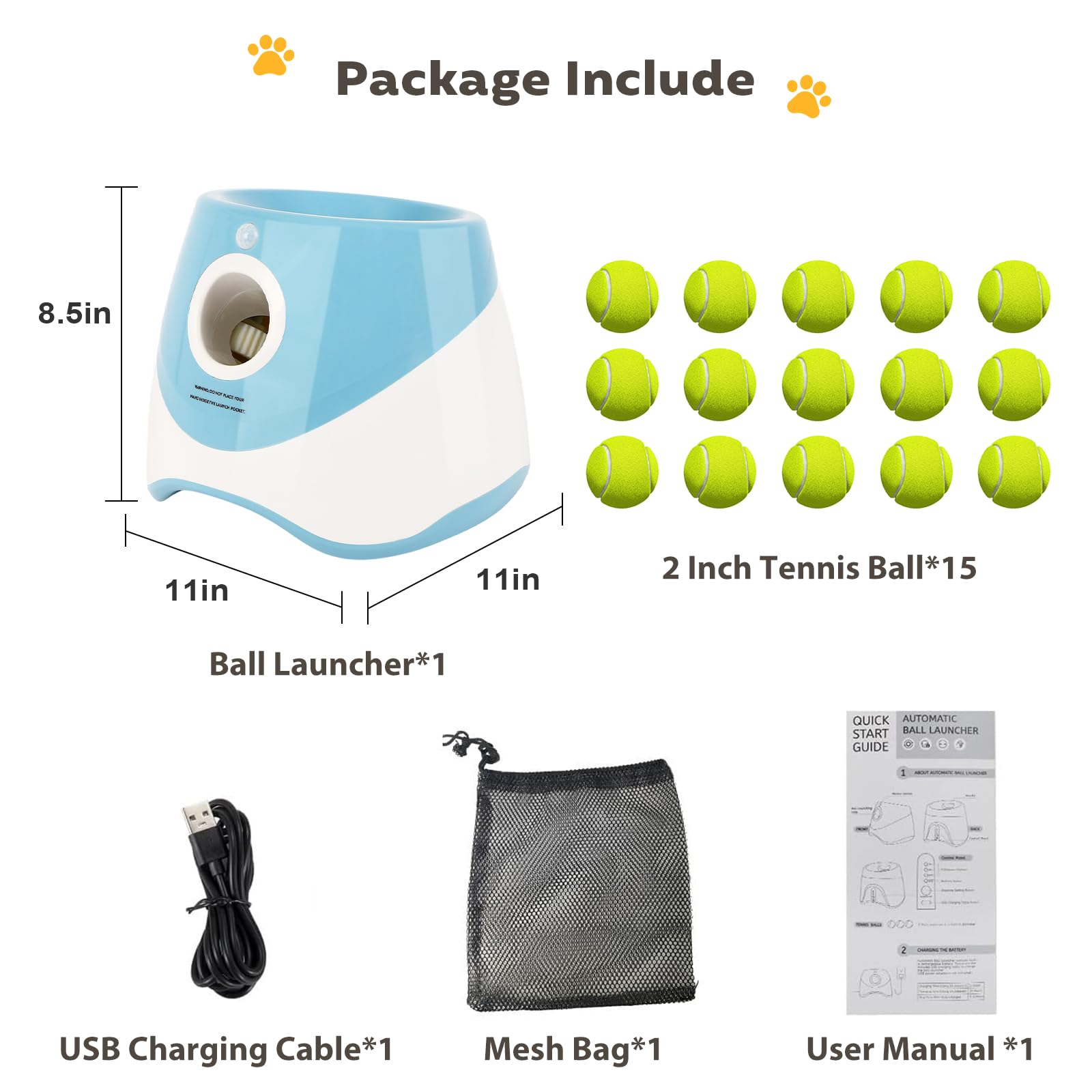 Automatic Ball Launcher for Dogs: 2" Mini Tennis Ball Thrower with 3 Distance Settings,Interactive Puppy Pet Ball Indoor Thrower Fetch Machine for Small to Medium Dogs,Blue - image 4