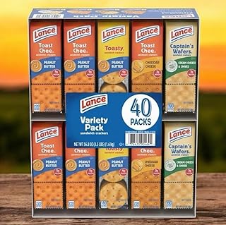 Variety Pack Sandwich Crackers – 40 Packs with Peanut Butter & Cheese Fillings – Quality Lance Snacks, 6 Crackers per Pack – Ideal for Snacks, School & Lunchboxes