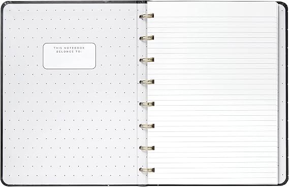 Filofax Moonlight Collection, Refillable Notebook, A5 Size, 112 Ruled, Repositionable Pages, 56 Sheets, Black (B179521U)